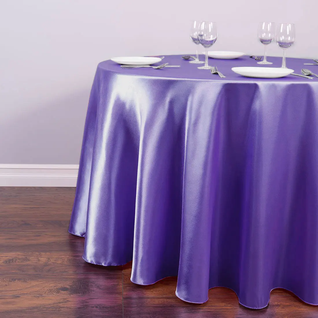 1 шт. круглая сатиновая скатерть 22 однотонного цвета для рождественской свадебной вечеринки украшения Современные скатерти - Цвет: purple