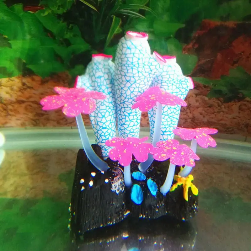 Blue Украшение для аквариума, ландшафтный дизайн, Ascidian моделирование кораллового светящегося морского дна, маленькие Ландшафтные аксессуары для аквариумов - Цвет: Blue