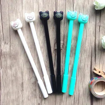 

4pcs/lot Kawaii 3D Cute glasses cat Mo easy to eliminate gel pen Students Signature pen office school stationery supplies