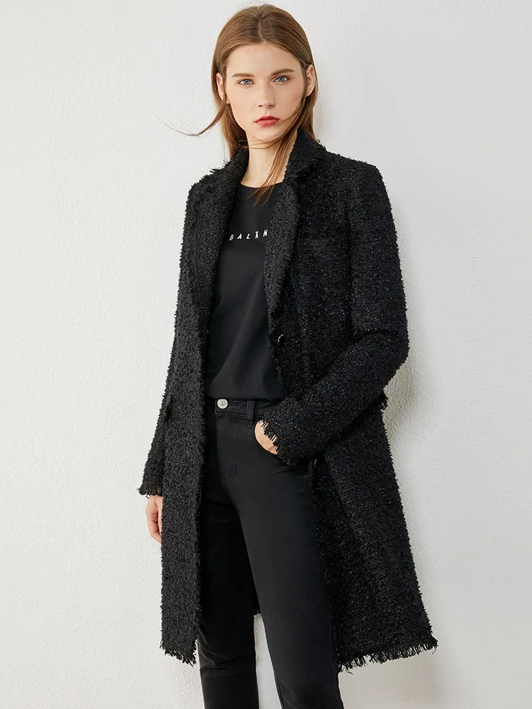 AMII Minimalism Autumn Winter Fashion Tweed Jacket