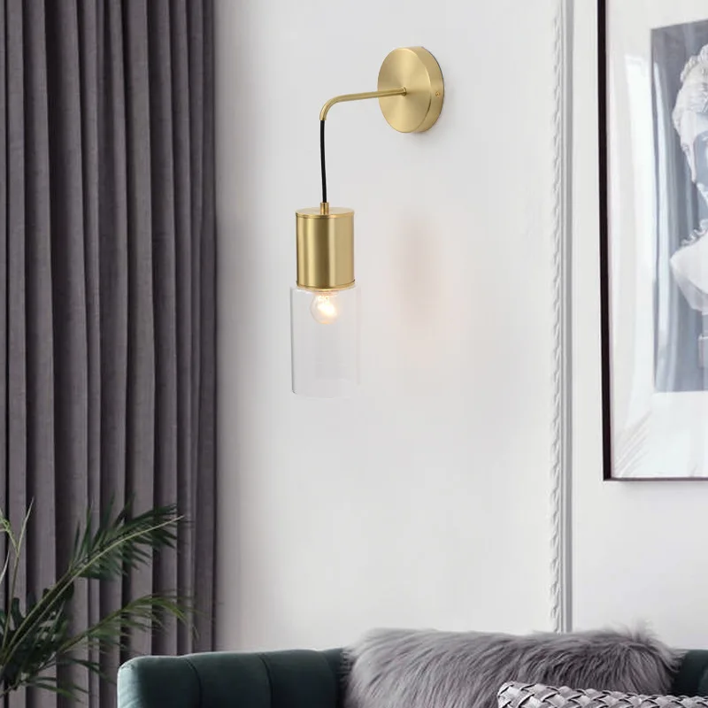copper wall lamp postmodern light luxury living room background wall north European corridor bedroom bedside lamp b2225