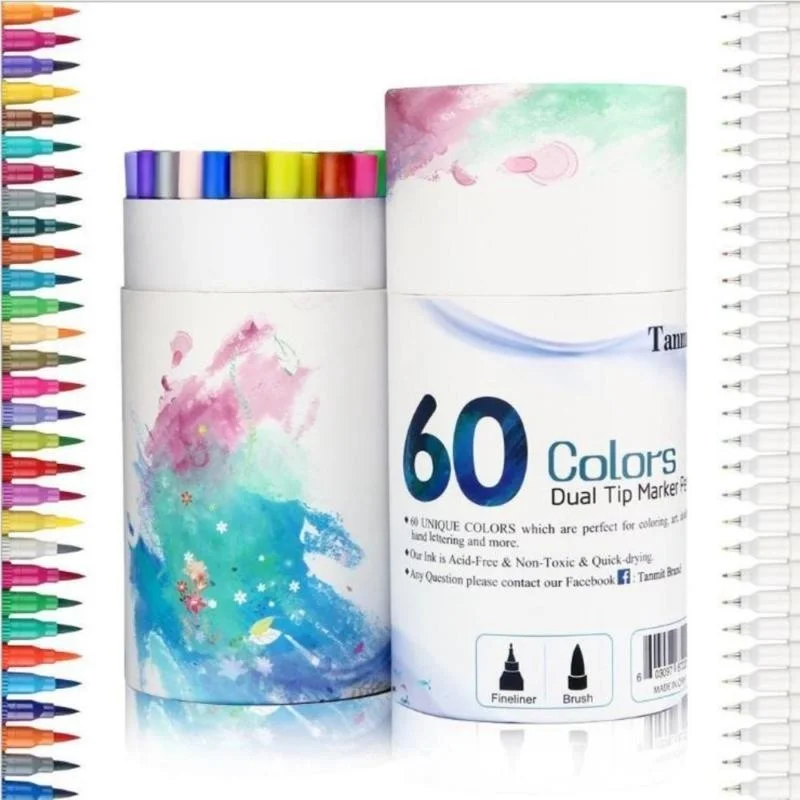 

Dual Tip Brush Pens Art Markers 60 Colors Fine Liner Highlighter Twin Tip Pen 60 UNIQUE Vibrant Colors,Unopened,Undamaged Item
