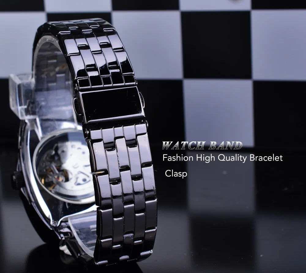 Mechanical Watch Business Link Triangle Skeleton Stainless Steel Men