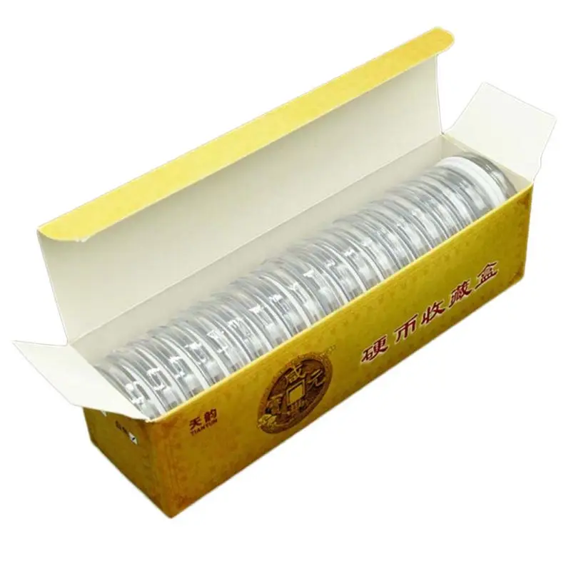 

20Pcs Clear Round 46mm Direct Fit Airtight Coin Capsules Holder Display Storage Case With Adjustable EVA Gasket Pad Ring 16-40mm
