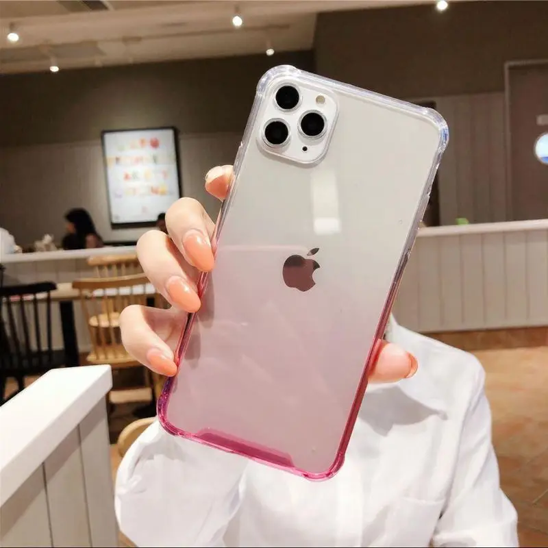 

Luxury Gradient Clear Case For iphone xs max xr x 10 Acrylic Shockproof Cover For iphone 11 pro max iphone 8 7 6s 6 s plus Cases