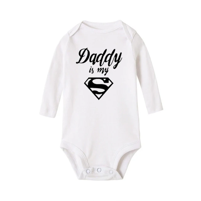 Daddy Is My принт супергероев с длинными рукавами, боди для новорожденных, одежда Детский комбинезон для девочек, хлопковый комбинезон для младенцев, комбинезон для маленьких мальчиков - Цвет: Белый