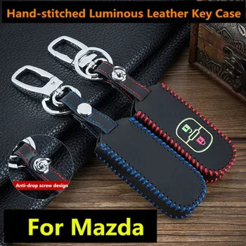 

Luminous Leather keychain Car Remote Key Case Cover For Mazda 6 Mazda 3 Axela Atenza CX-5 CX5 2017 2016 2015