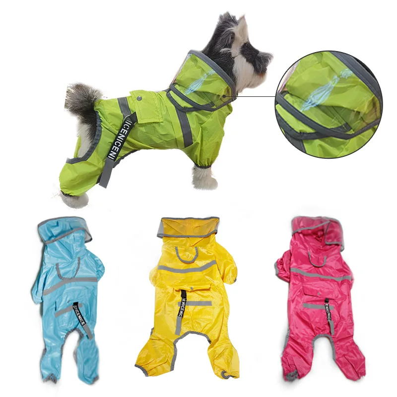 Reflective Dog Raincoat Waterproof Clothing Jumpsuit Rain Jacket