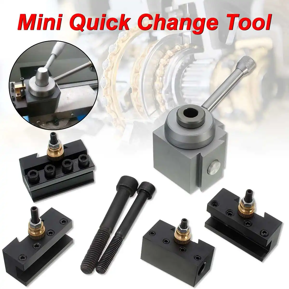 5x Black Quick Change Post 1/4"-1/2" Boring Bar Turning Tool For CNC Mini Lathe 