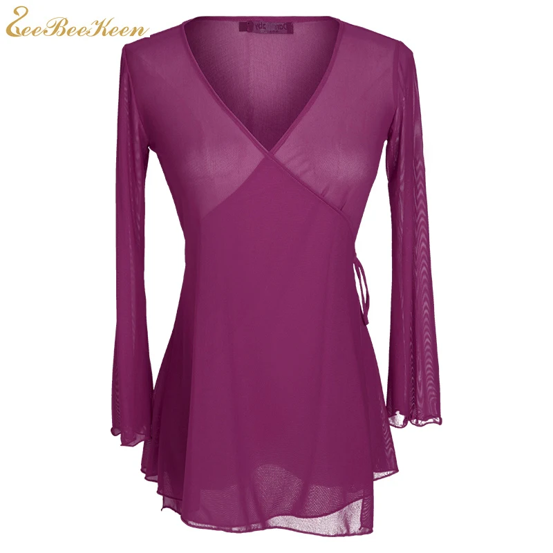 

Women Ballet classical dance practice uniform horn sleeve dance Tops female national dance rhyme Adult Ballerina dance yarn coat