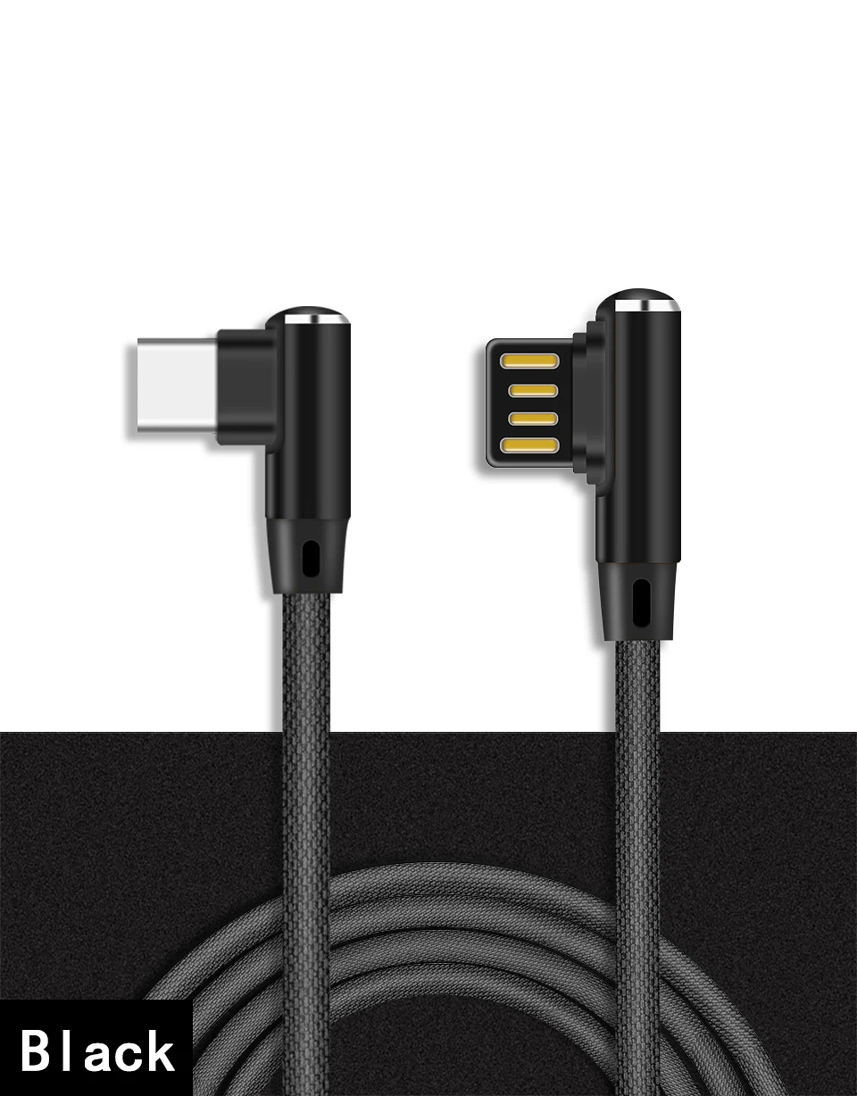 Obobix usb type C зарядное устройство для huawei P20 Lite кабель 90 градусов локоть Реверсивный провод для быстрого заряда кабель type C для Xiaomi