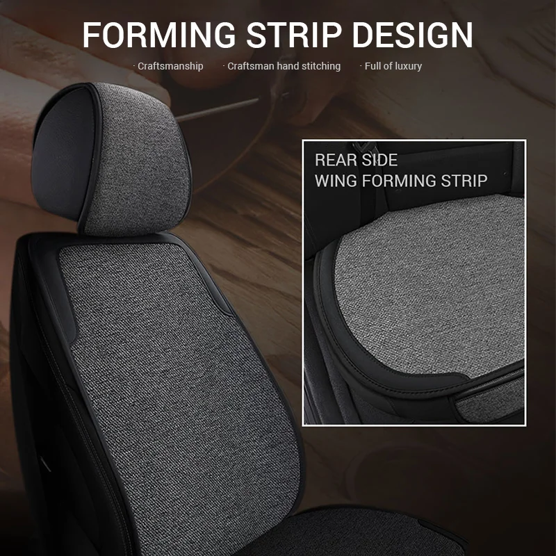 Breathable Flax Car Seat Cover Set for Universal Vehicles