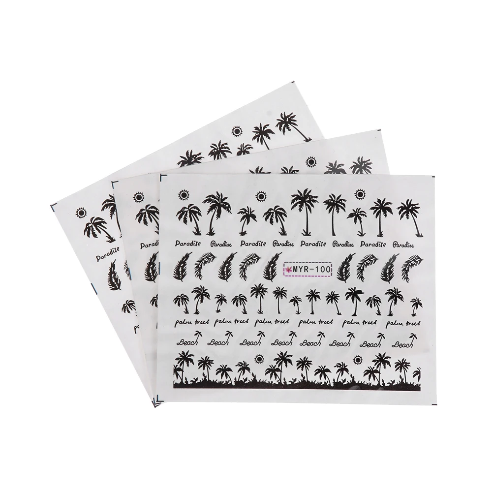 2PCS Tropical Style Coconut Tree Nail Stickers Summer Palm Tree Design Water Transfer Paper Nail Decals DIY Art Decoration nail stickers,nail art decoration,nail decals