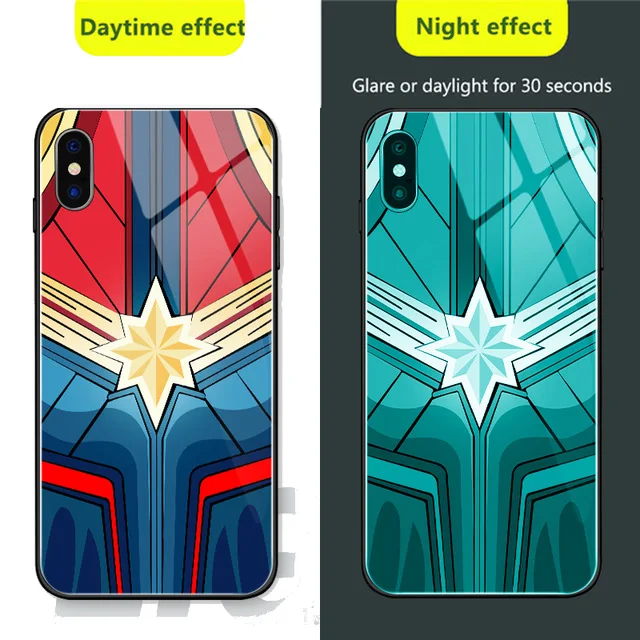 Marvel Человек-паук Бэтмен световой Стекло чехол для iPhone XR XS MAX 7 6 8 плюс Черная пантера Железный человек чехол телефона для iPhone X 10 - Цвет: Wonder Woman1