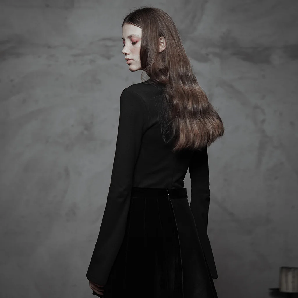 Canon EF-S 18-55mm f/3.5-5.6 IS STM Lens and ?PUNK RAVE Women's Dark High Collar Trumpet Sleeve Knitted Top High Neck Witch Embroidery Peach Heart Personality T-shirt