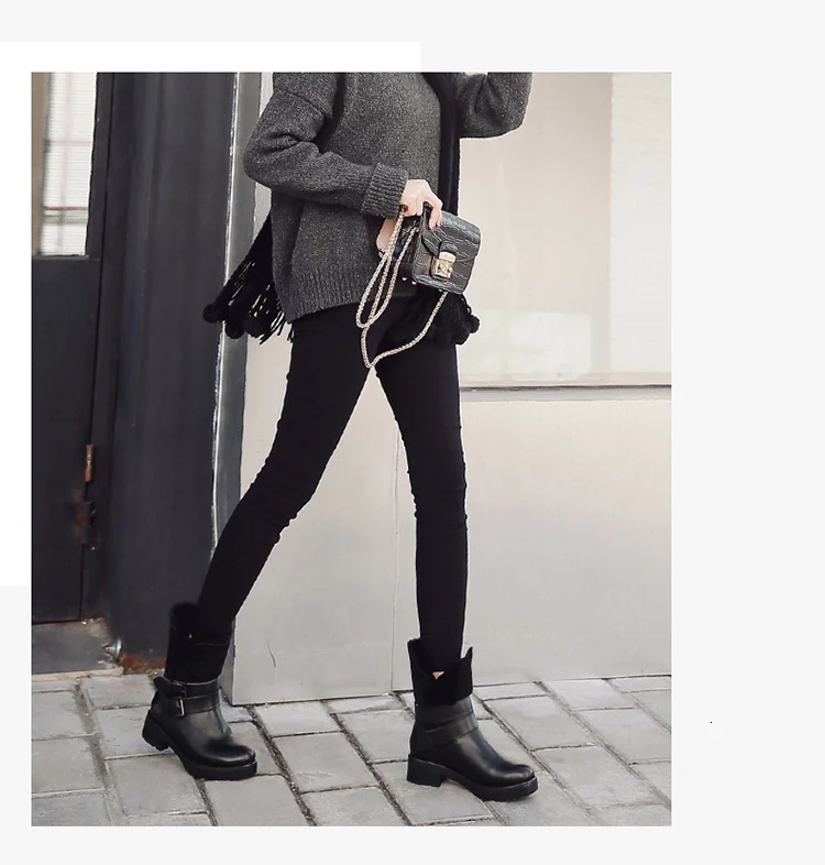 Donna-in/; женские зимние ботинки из натуральной кожи; теплые шерстяные зимние ботинки на платформе с натуральным мехом на толстом среднем каблуке; женская обувь с пряжкой