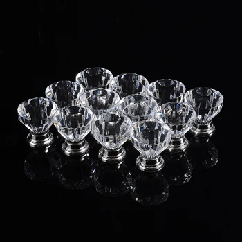 

Large Acrylic Crystal Ball Door Handle 2.5cm Clear Crystal Glass Door Handle For Home Drawer Cabinet Wardrobe Pull Tools 12pcs