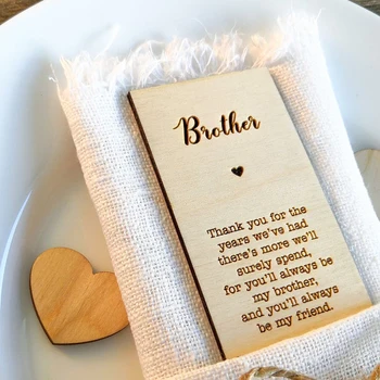

Wooden Place Setting With Brothers Place Card Rustic Wedding Place Card