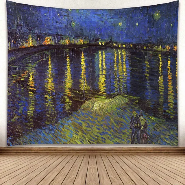 Поле Ван Гог живопись с принтом Бохо домашний декор гобелен настенные подвесные простыни пляжные полотенца хиппи макраме психоделический гобелен - Цвет: picture color