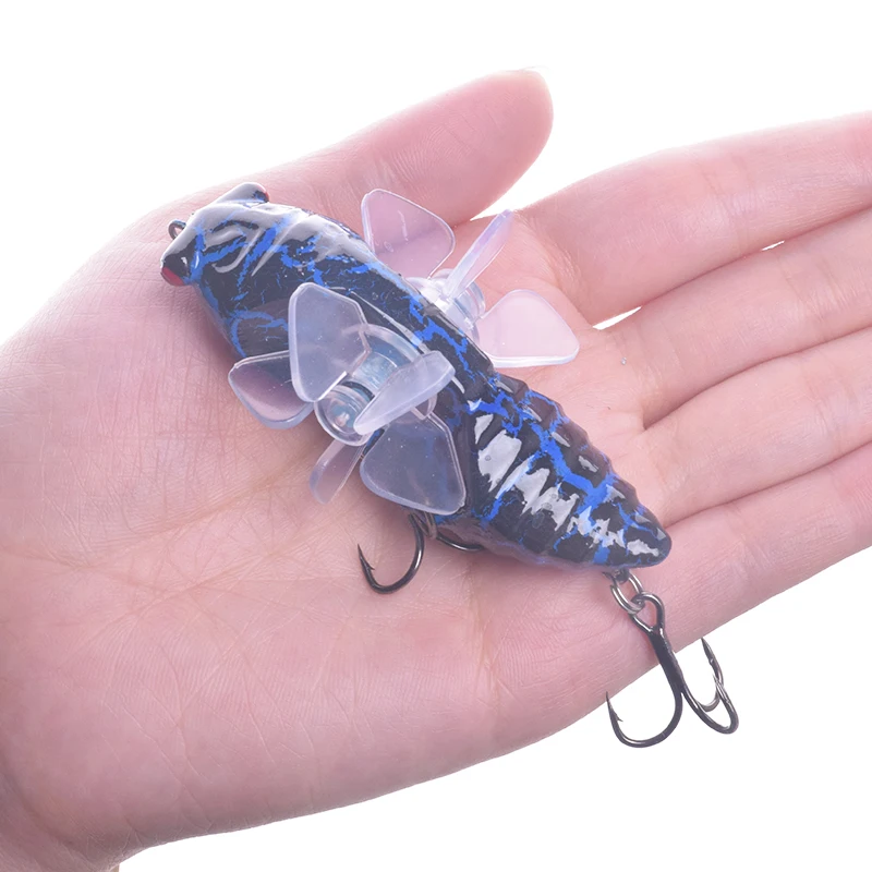 1 шт. Cicada Whopper Topwater Popper рыболовные приманки 75 мм 15,5 г жесткие воблеры Вращающиеся двойные пропеллеры рыболовные снасти