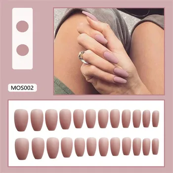 

24Pcs Matte Pink Summer Girls Fake Nails Full Cover Detachable Nail Tips False Nails Professional Nail Art Full Color