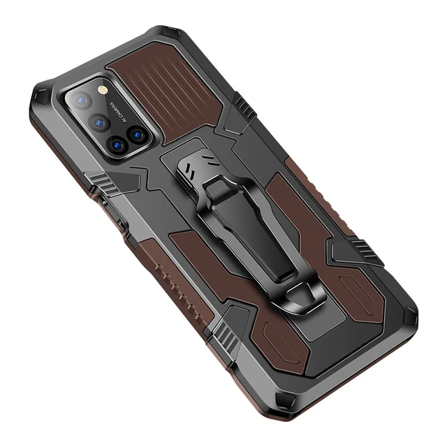 Shockproof Phone Case For OPPO A5 A7 A12 A9 A8 A32 A52 A53 A72 A92 A73 A15 Car Holder Back Clip Cover For OPPO A3S A5S A11K A1K Brown