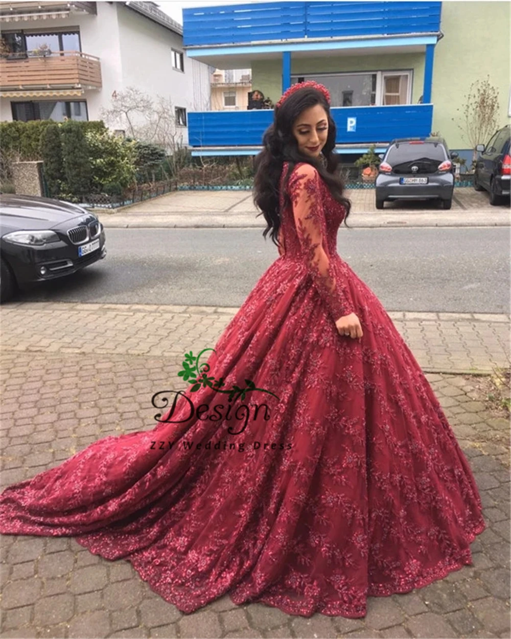 Vestidos de 15 anos quinceanera 2019 бальное платье с глубоким v-образным вырезом и длинными рукавами, кружевное длинное платье с аппликацией vestidos de 15 a os