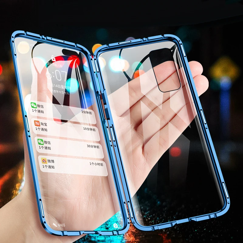 móvil cartera lila case para Huawei p40 Pro Recíprocamente 360 imán de vidrio bumper 