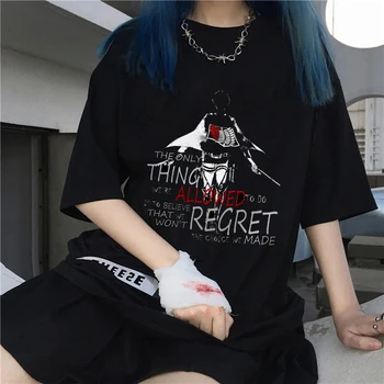 

Attack on Titan T Shirt Women Summer Casual Tshirts Tees Harajuku 90s Ullzang Graphic Tops Black Female T-shirt Woman Tshirts
