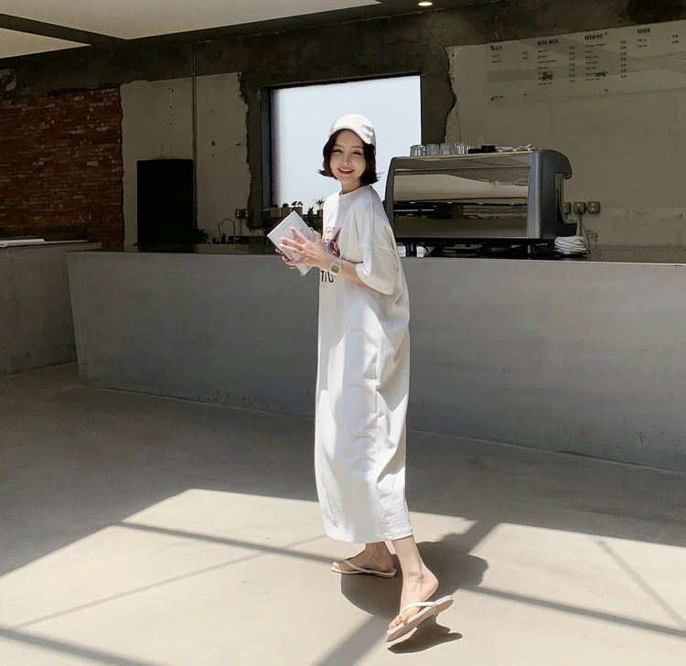 New 2020 Fashion streetwear letter words print maxi long dress boho beach sundress vestidos zomerjurk dames