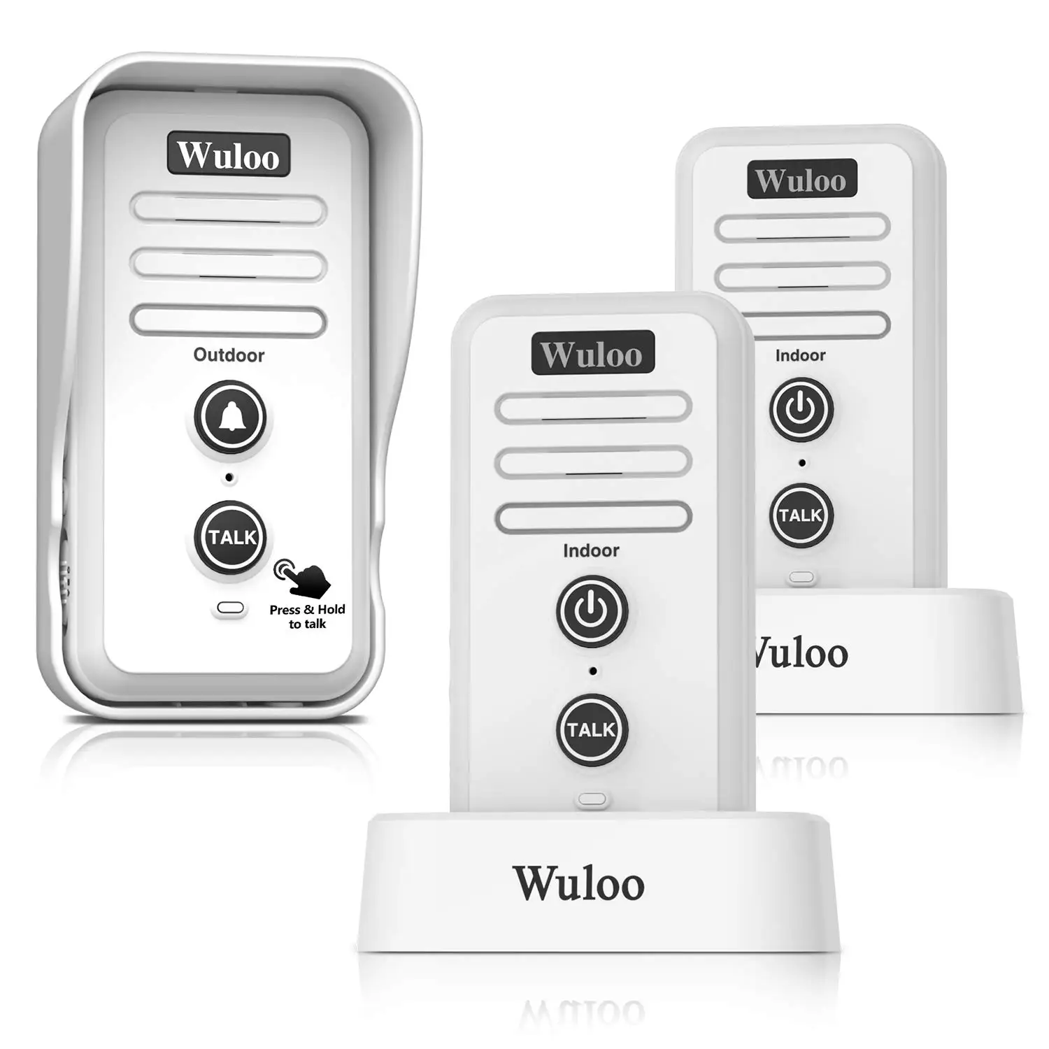 video intercom doorbell Wuloo 1/2 Mile Range Wireless Voice Doorbells Intercom System Adjust Volume Rechargeable Doorbell Receiver Waterproof Ring door intercom system Door Intercom Systems