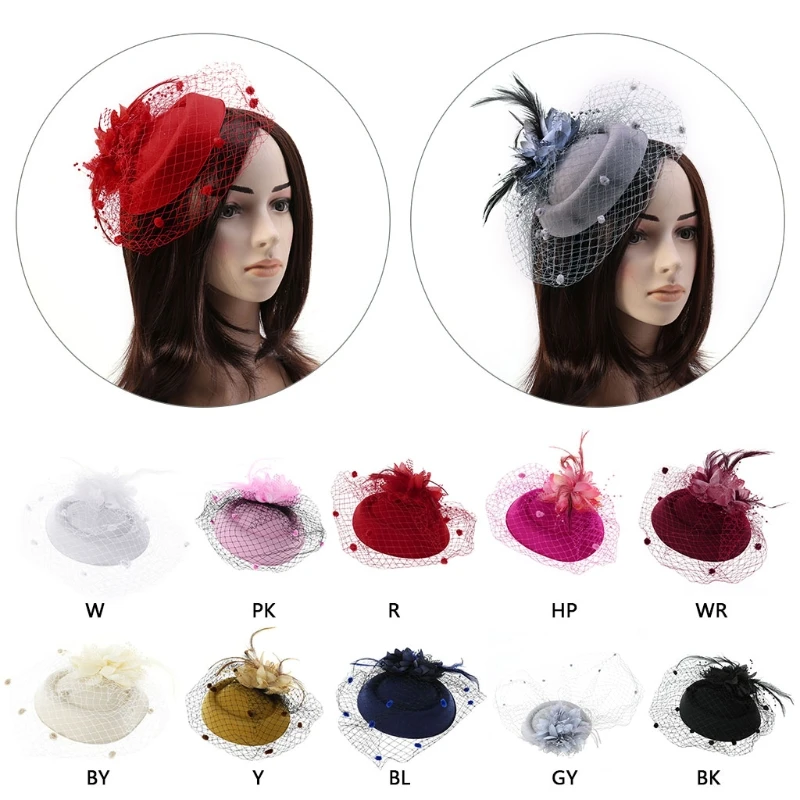 Fashion Hat Fascinators Hair Clip Headband Pillbox Hat Bowler Feather Veil Wedding Party Hair Clip Cocktail Tea Party Headwear Headdress
