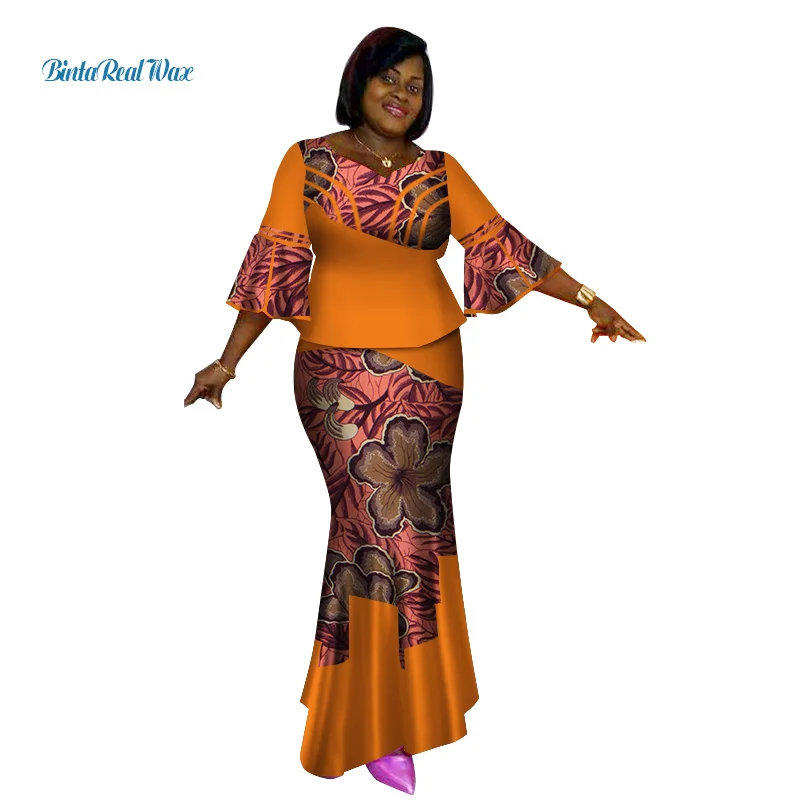Bazin Riche африканские топы и юбки комплекты для женщин Африканский принт Дашики