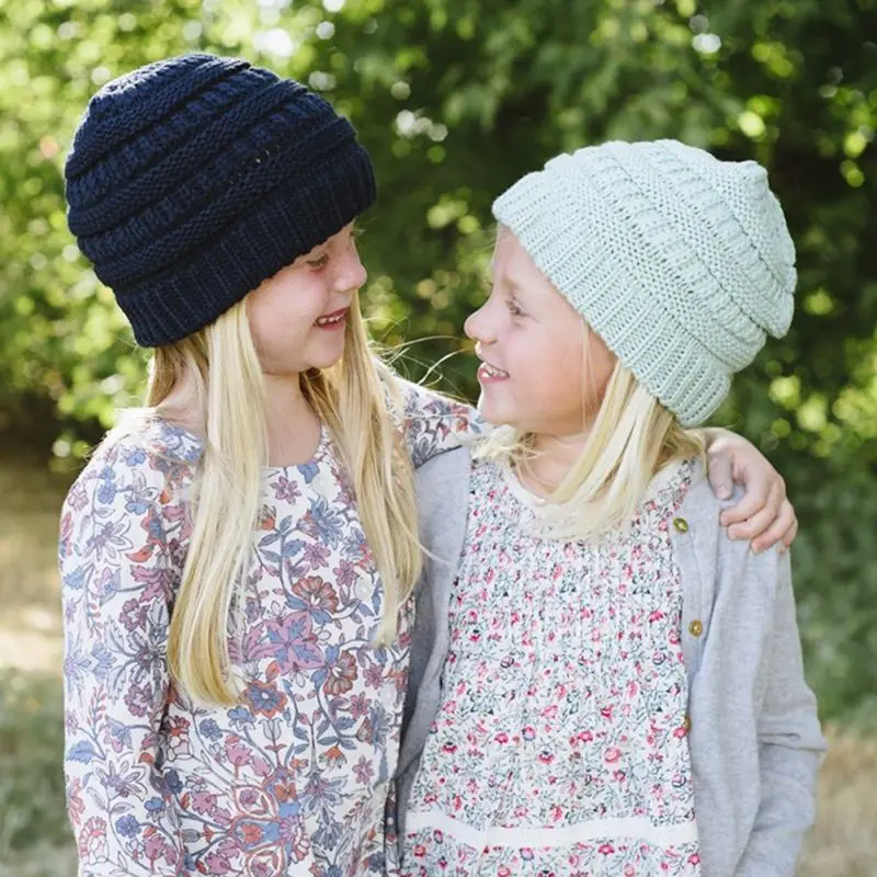 От 1 до 3 лет Детские вязаные шапки для маленьких мальчиков и девочек Однотонные вязаные крючком бини зимняя теплая шапка девочки мальчики шапки шапка 7 цветов