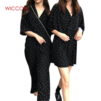 

Polka Dot Vintage Jumpsuit Women High Waist Wide Leg Long/ Short Romper Summer Autumn Ruffle Streetwear Black Jumpsuit