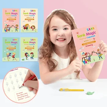 

Magic Practice Copybook Set Magic Calligraphy That Can Be Reused English Tracing Book Number Tracing Book for Preschool Books