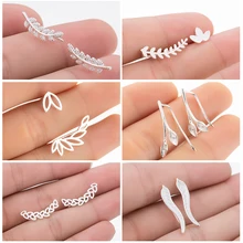 Hfarich Sanasa Botanical Ear альпинистские серьги с золотыми листьями A-Symmetric in серьги в форме листа ботанические украшения для женщин