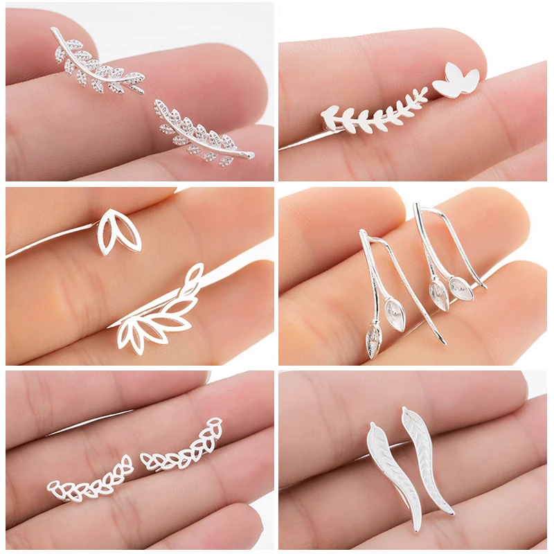 

Hfarich Sanasa Botanical Ear Climbers Gold Leaves Earring A-Symmetric in stud leaf Earrings Botanical Jewelry for Women 2019