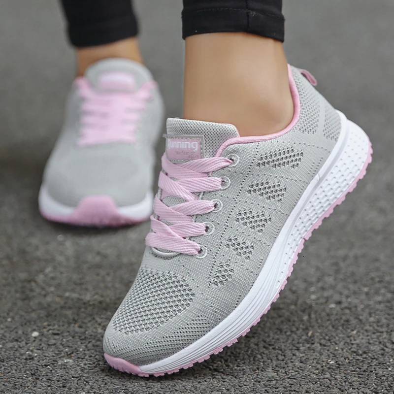Mode Vrouw Tennisschoenen Tenis Feminino Lace Up Roze Sportschoenen  Sneakers Licht Ronde Cross Bandjes Flats Outdoor Gym trainers|Tennisschoenen|  - AliExpress