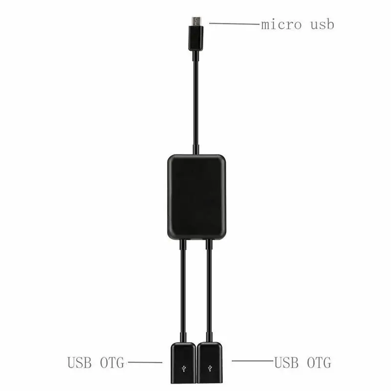 Прямая 2в1 микро USB двойной хост OTG зарядный концентратор разветвитель адаптер кабель планшет черный для смартфонов Android кабель G2F4