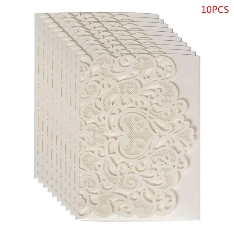  10pcs Laser Cut Hollow Heart Shape Wedding Invitations Card Party Supplies D08D - 4.00036E+12