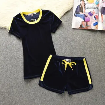 

New Striped Two Piece Outfits Set Women Tracksuit 2020 Summer Short Sleeve T Shirt Casual Tops and Shorts Jogger suits sets