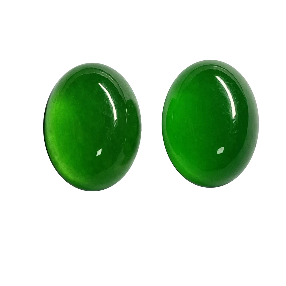 Meisidian 15x20MM Oval Big Size Flatback Cabochon Natural Jadeite Burma Jade Stone