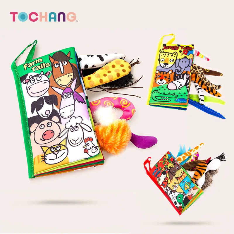 Мягкие хвосты животные книга детские игрушки черный и белый цвета для раннего