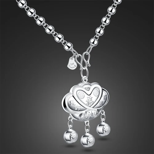 

Retro Pure Silver Carved Ladies Fashionable Women 925 Sterling Silver Long Necklace. Solid silver chain. Wholesale charm jewelry