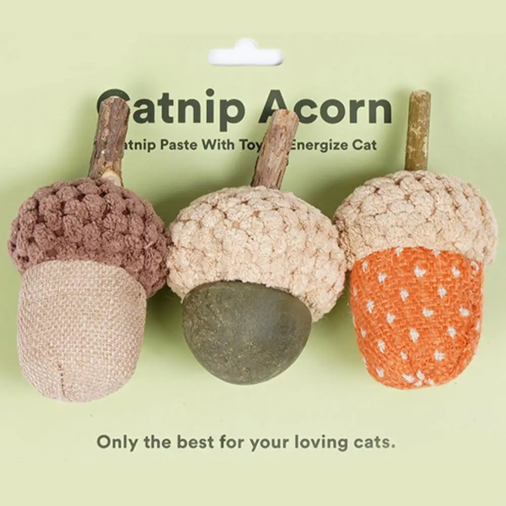 

3PCS Acorn Catnip Toy Cat Supplies Small Pets Must-have Self-healing Cat Toys Bite Resistant Toys Cat Supplies