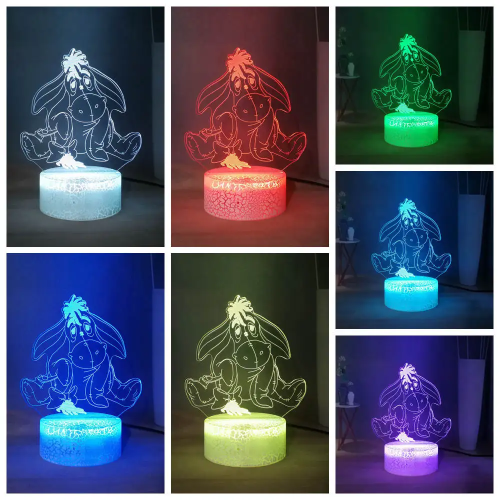 Дропшиппинг милый ИА RGB многоцветный 3D оптическая лампа Пух медведь светодиодный ночной Светильник для сна Детский праздник день рождения Рождественский подарок