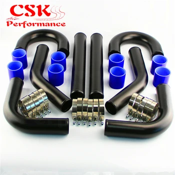 

3" 76mm Universal 8PCS Turbo Intercooler Pipe Piping 76mm + Silicone Hose T-Clamps Kit