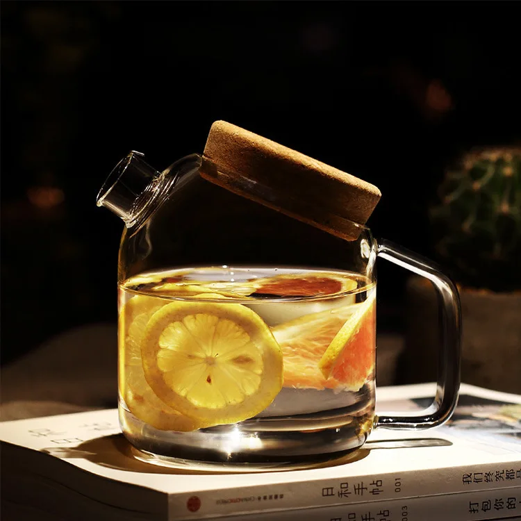 Creative Cork Cold Water Pot Heat-Resistant High-temperature Resistant Thick Transparent Glass Cold Water Pot Large Capacity Jui