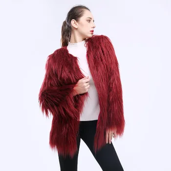 

Hot-selling new women's wear of 2019 European and American long wool imitation fur coat water-washed long wool